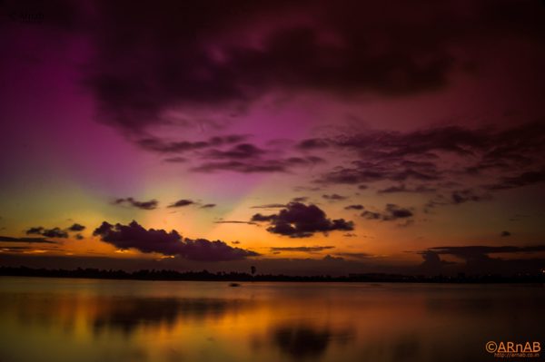 Purple dusk over water
